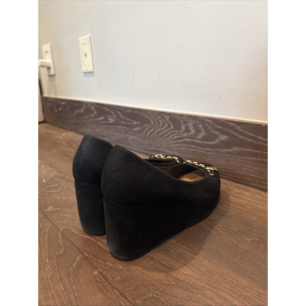 Chanel CC logo Chain Link Cap Toe  Wedge Size 7 1/2 Black - Picture 6 of 9
